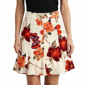 GAP Stretch A-line Floral Skirt Size 6 Side Zip Cotton Bright Colours